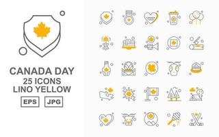 25 premium Kanada dag lino gul ikon pack vektor