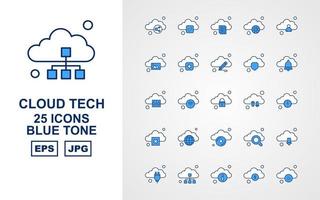 25 Premium Cloud Tech Blauton Icon Pack vektor
