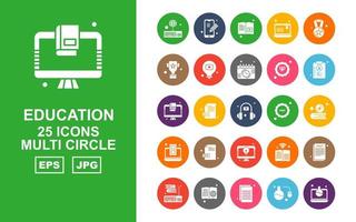 25 Premium Education Multi Circle Icon Pack vektor