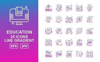 25 Premium Education Line Farbverlauf Icon Pack vektor