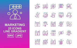 25 Premium Marketing Line Gradient Icon Pack vektor