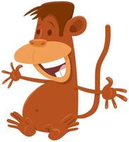 glückliche Affen-Comic-Tier-Zeichentrickfigur vektor
