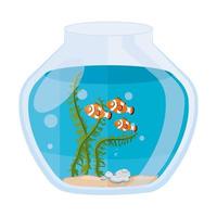 Aquarium Clownfische mit Wasser, Seetang, Aquarium Meerestier vektor