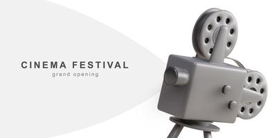 3D-realistisches Kinofestival-Plakat mit altmodischer Filmkamera. filmhintergrund mit worteröffnung. Vektor-Illustration. vektor