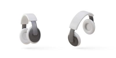3d två vit realistisk hörlurar isolerat på vit bakgrund. musik enhet teknologi. vektor illustration.