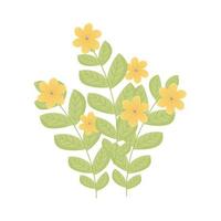 gelbe Blumen mit Blattvektordesign vektor