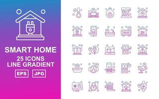 25 premium smart home line gradient ikonpaket vektor