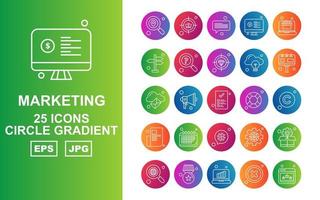 25 Premium Marketing Circle Gradient Icon Pack vektor