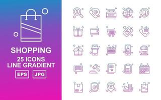 25 Premium Shopping Line Farbverlauf Icon Pack vektor