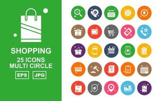 25 Premium Shopping Multi Circle Icon Pack vektor