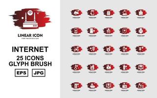 25 premium Internet of Things glyph brush icon pack vektor