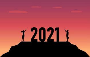 Konzept des neuen Jahres 2021 und Geschäftsentwicklung vektor