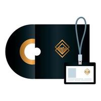 Modell CD und Ausweis schwarze Farbe, mit goldenem Zeichen, Corporate Identity vektor