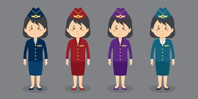 weiblicher Flugbegleiter-Zeichensatz vektor