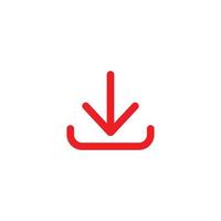 eps10 roter Vektor, der das abstrakte Symbol oder Logo der Linie Kunst herunterlädt, das auf weißem Hintergrund isoliert ist. Abwärtspfeil-Umrisssymbol in einem einfachen, flachen, trendigen, modernen Stil für Ihr Website-Design und mobile App vektor