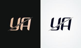 ya Brief-Logo-Design-Vektor-Vorlage. gold und schwarzer buchstabe ya logo design vektor