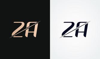 za-Brief-Logo-Design-Vektorvorlage. gold und schwarzer buchstabe za logo design vektor