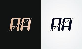 aa-Buchstaben-Logo-Design-Vektorvorlage. gold und schwarzer buchstabe aa logo design vektor