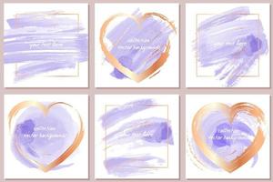 uppsättning av abstrakt bakgrunder med hjärtan för hjärtans dag, bröllop, födelsedag. trender lila Färg. vykort, affischer, inbjudan, klistermärken, logotyp vektor