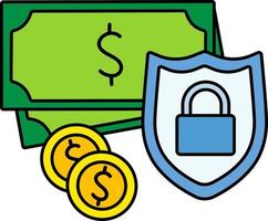 pengar säkerhet skydda säkerhet låsa kontanter skåp företag färgad översikt vektor