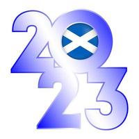 Frohes neues Jahr 2023 Banner mit schottischer Flagge im Inneren. Vektor-Illustration. vektor