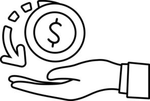 Cash-Back-Erstattung Einkaufsgeld Geschäft Finanzeinkommen Linie mit weißer Farbe vektor