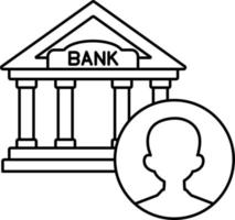 Bank konto person pengar kontanter finansiera företag handel linje med vit färgad vektor