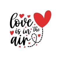 hand text valentines dag kärlek i luft hjärta typografi citat kalligrafi hjärtans dag hälsning kort bakgrund vektor