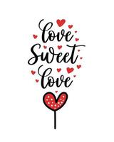hand text valentines dag kärlek ljuv kärlek hjärta typografi citat kalligrafi hjärtans dag hälsning kort bakgrund vektor