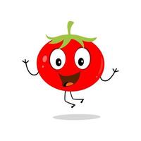 Tomaten-Charakter-Design. Tomaten-Vektor. Cartoon-Maskottchen Tomate lächelnd. Tomate auf weißem Hintergrund. vektor