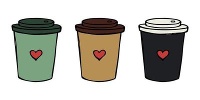 söt kopp av te eller kaffe illustration. enkel kopp ClipArt. mysigt Hem klotter uppsättning vektor