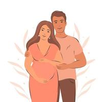 framtida föräldrar, gravid kvinna. barn förväntan, Lycklig familj. graviditet och amning begrepp. vektor illustration.