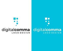 digitales Symbol und Komma-Logo-Design. vektor