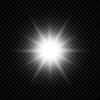 ljus effekt av lins bloss. vit lysande lampor starburst effekter med pärlar vektor