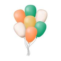 knippa av 3d gel ballonger på en vit bakgrund. flygande ballonger i de färger av de irländsk flagga. dekoration objekt för födelsedag, bröllop, festival, några Semester. vektor illustration.