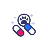 Pillen für Haustiere, Vektorsymbol für Medikamente vektor
