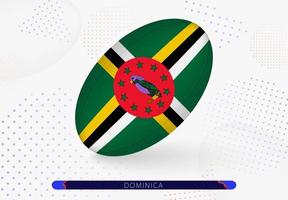 Rugbyball mit der Flagge von Dominica darauf. Ausrüstung für das Rugby-Team von Dominica. vektor