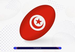 Rugbyball mit der Flagge von Tunesien darauf. Ausrüstung für das Rugby-Team von Tunesien. vektor