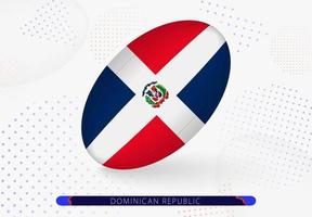 Rugbyball mit der Flagge der Dominikanischen Republik darauf. ausrüstung für das rugby-team der dominikanischen republik. vektor