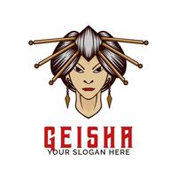 Geisha-Logo. Geisha-Maskottchen-Logo-Vektor-Maskottchen-Vorlage vektor