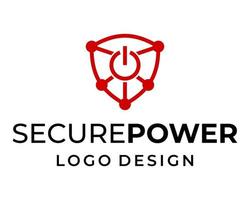 Schildsymbol und Power-Logo-Design. vektor