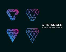 fyra triangel geometrisk tech logotyp design. vektor