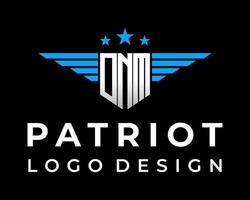 Buchstabe Dnm Monogramm Patriot Logo Design. vektor