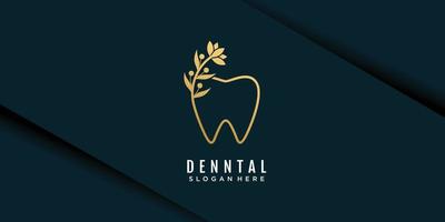 dental logotyp med blomma element kreativ design premie vektor