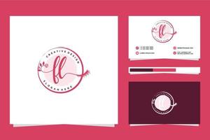 första fl feminin logotyp samlingar och företag kort templat premie vektor