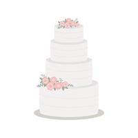 bröllop kaka med blommig dekoration. design element för hälsning kort, inbjudan, affisch. vektor