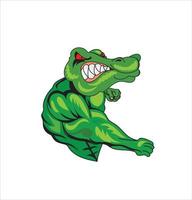 Krokodil-Maskottchen-Logo-Vektorillustration auf weißem Hintergrund. Sport, Spiele, Kampf. vektor