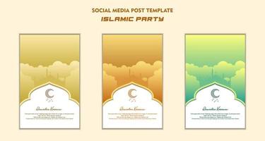 satz von quadratischen social-media-beitragsvorlagen für ramadan kareem und gut für und gut für eine andere islamische partei vektor