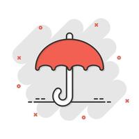 Regenschirm-Symbol im Comic-Stil. Sonnenschirm Cartoon-Vektor-Illustration auf weißem Hintergrund isoliert. Baldachin-Splash-Effekt-Geschäftskonzept. vektor
