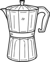 hand gezeichnete kaffeemaschine moka pot illustration im gekritzelstil vektor